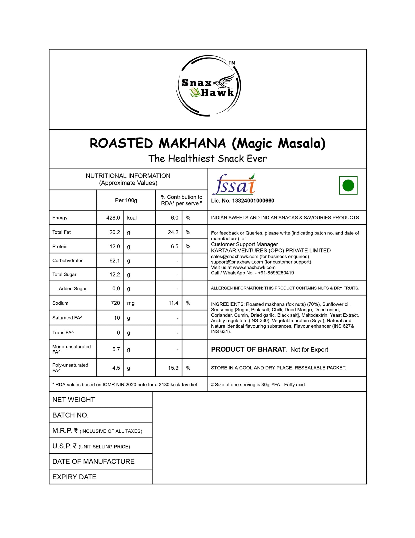 Roasted Makhana – Salt & Pepper